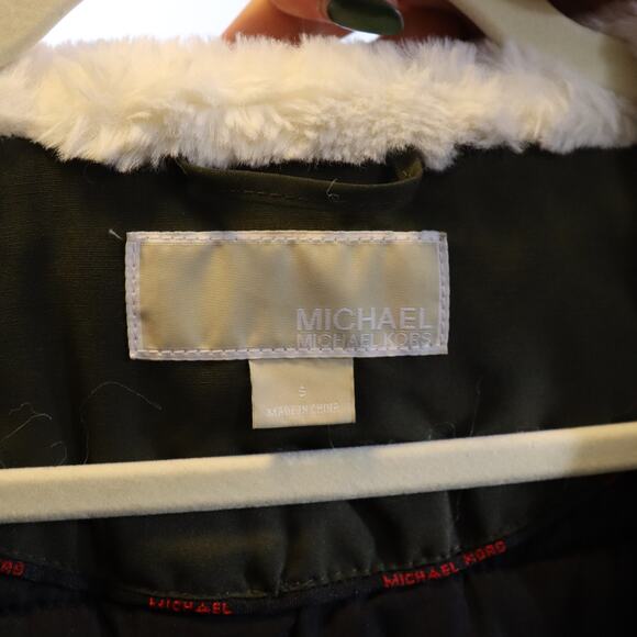Michael Michael Kors Olive Faux Fur Hooded Parka Jacket Size S - Picture 4 of 5